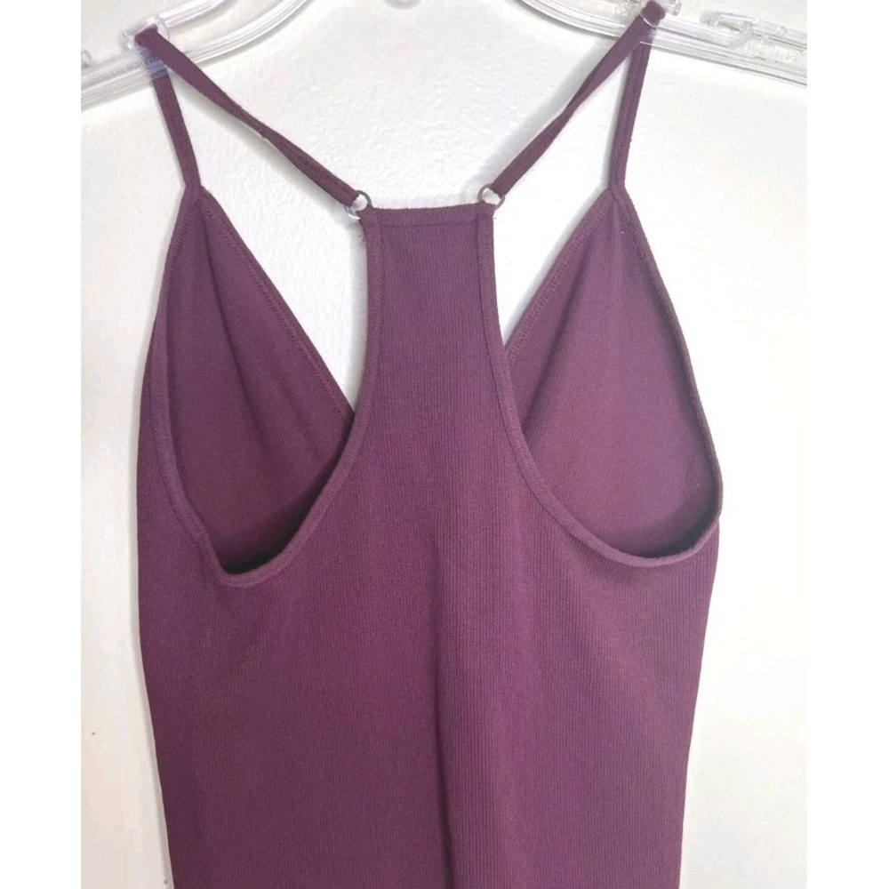 Intimately Free People Burgundy Strappy Ribbed V-neck Racerback Bodysuit XS/S